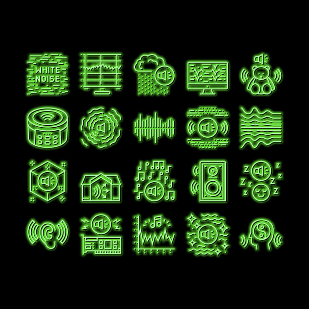 白色噪音听觉霓虹灯发光图标图片下载