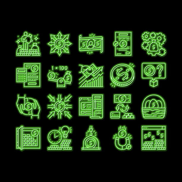 财富金融资本霓虹灯图标图片下载