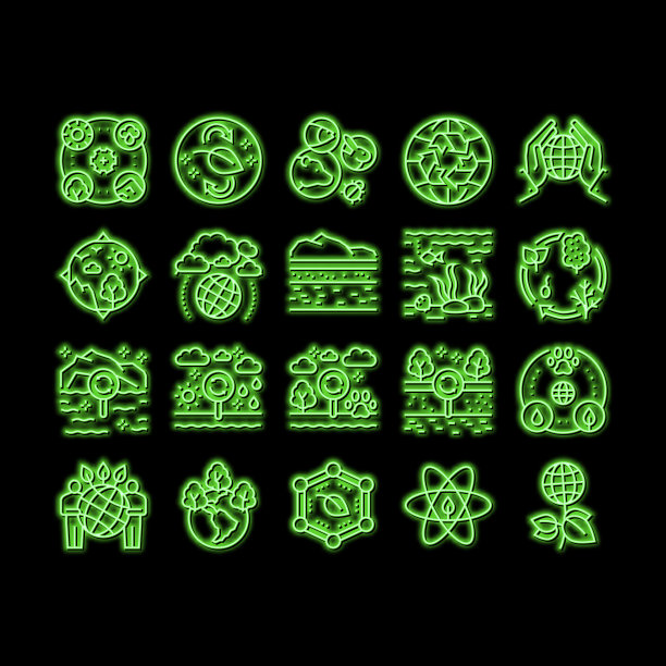 生态系统环境霓虹灯发光图标插画图片下载