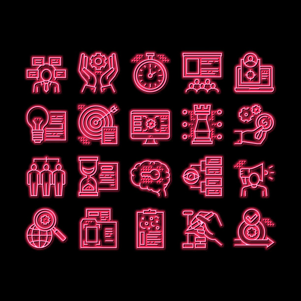 项目开发霓虹灯发光图标插画图片下载