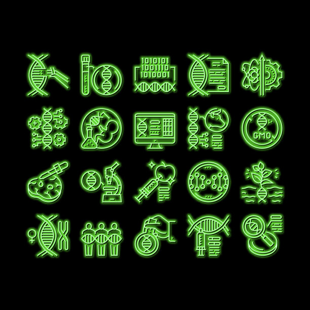 基因工程霓虹灯发光图标图片下载
