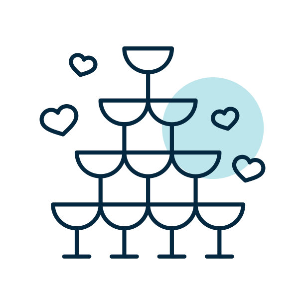 婚庆金字塔由眼镜孤立矢量图标图片下载