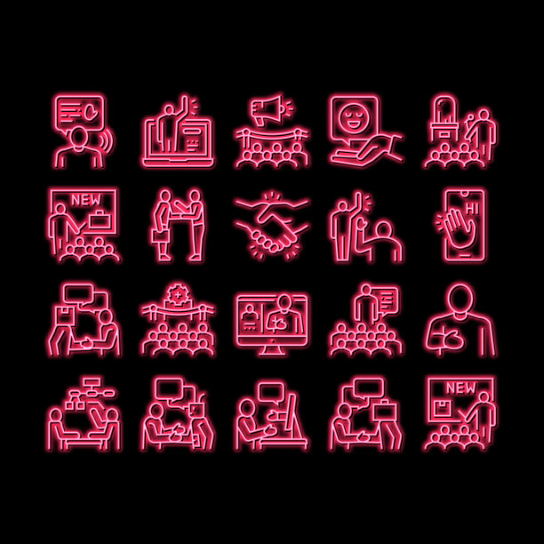 介绍演讲霓虹灯发光图标说明图片下载