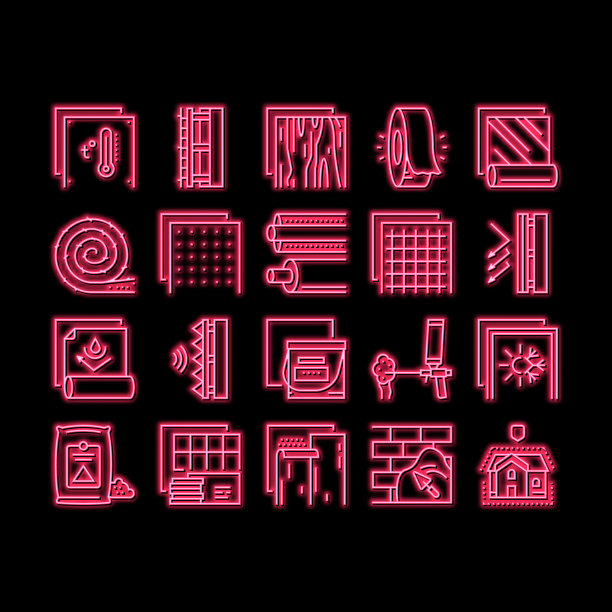 隔热建筑霓虹灯发光图标插图图片下载