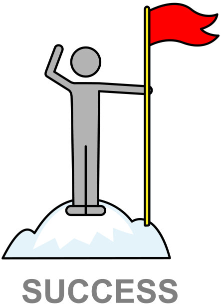 成功旗帜网的图标，男人拿着旗帜站在山顶，为目标奋斗，规划图片下载