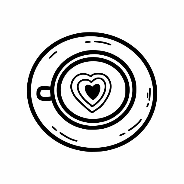 一杯白色背景的咖啡。矢量涂鸦插图。草图。图标的咖啡馆或餐厅。图片下载