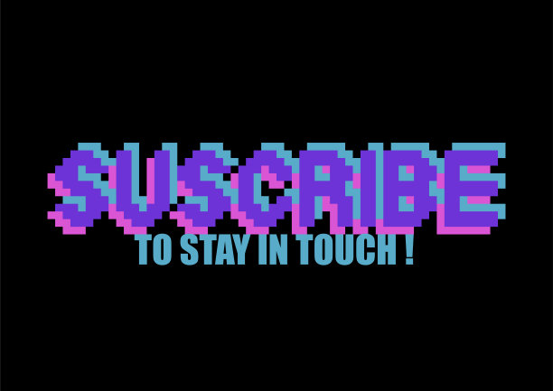 订阅，保持联系。以字体编写的短语，包括像素美术风格的粗体大写字母图片下载