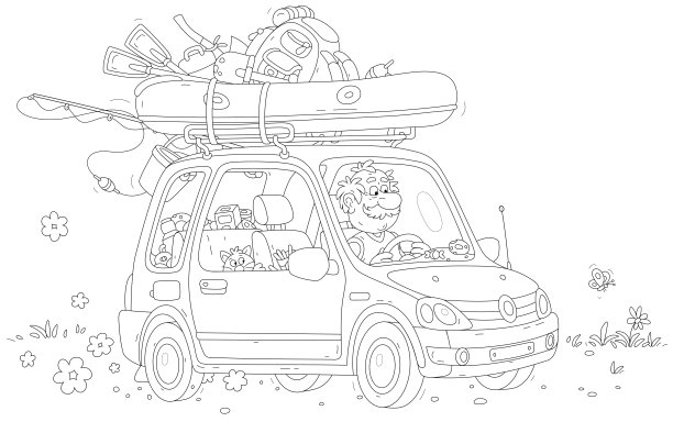 渔夫开着他的车去钓鱼图片下载