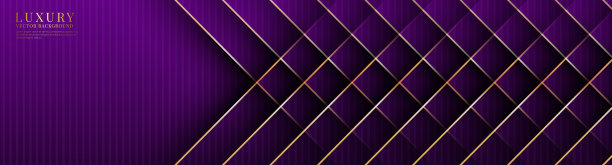 三维紫色豪华抽象背景重叠层上的暗空间与金色线条效果装饰。平面设计元素镂空风格的概念，横幅，传单，卡片，小册子封面，或登陆页图片下载