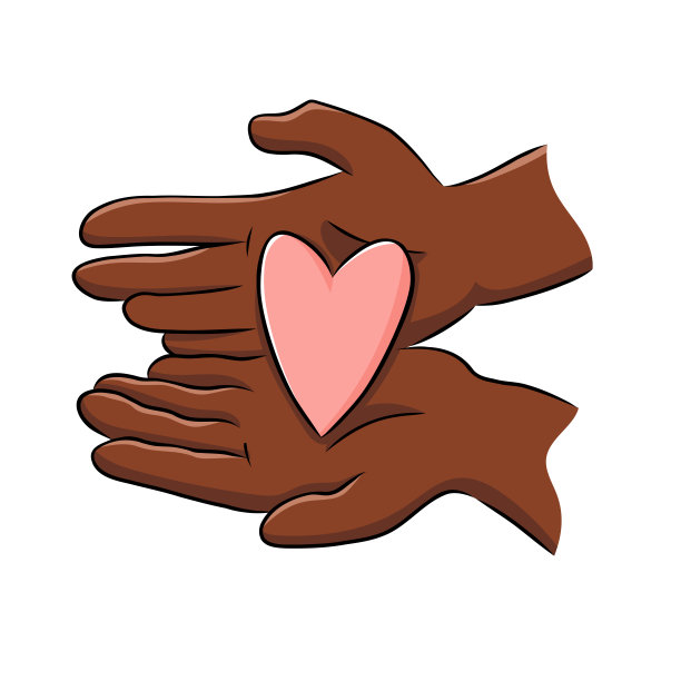 双手握着粉红色的心。黑色的皮肤。非裔美国人种族。多样性和种族。国际母亲节，情人节。图片下载