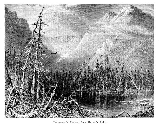 来自隐士湖的塔克曼峡谷，白山，新罕布什尔州，美国，地理图片下载