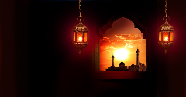 斋月卡里姆的背景。清真寺的窗口图片下载
