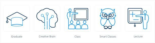 一套5个学校图标作为毕业生，创意大脑，班级图片下载