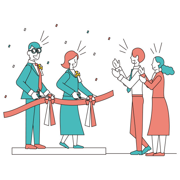 商界人士在纪念仪式上剪彩图片下载