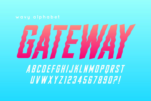 扭曲的文字设计，波浪扭曲的原始类型。图片下载