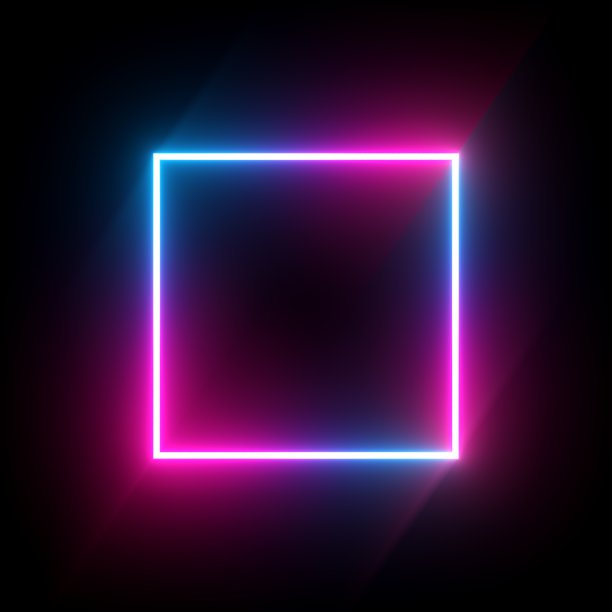 在黑色背景上发光矩形图片下载