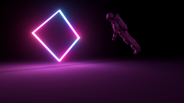 发光矩形和宇航员图片下载