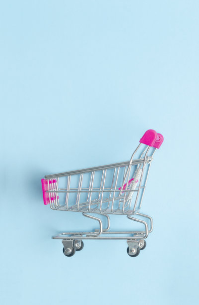 购物车的蓝色背景，业务，购物概念图片下载