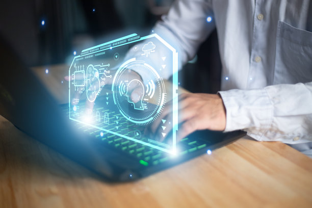 聊天机器人与人工智能聊天。人类利用AI技术智能机器人，人工智能通过输入命令提示符进行生成，实现未来技术的改造。图片下载