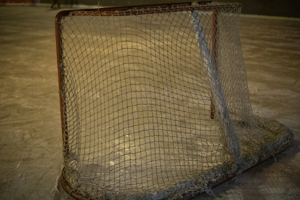 打冰球的大门。曲棍球场细节。网在门上。图片下载