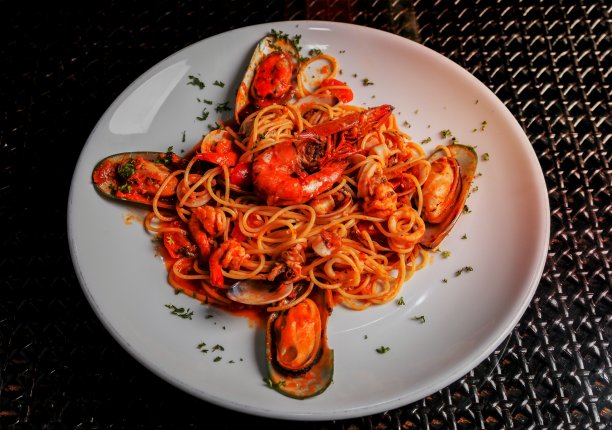 意大利菜意大利面和海鲜。图片下载