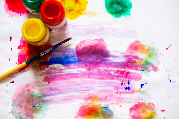 抽象彩色水彩手绘白色背景图片下载