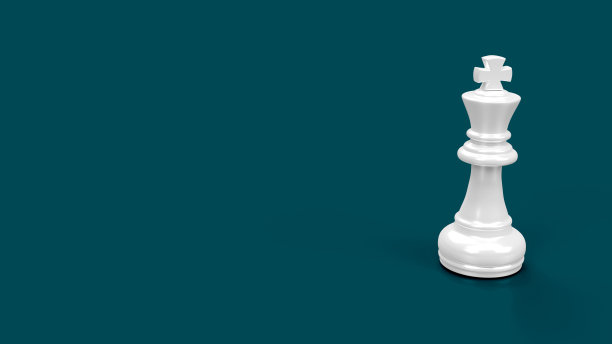 彩色背景的白王棋，商业策略和竞争概念，3D渲染图片下载