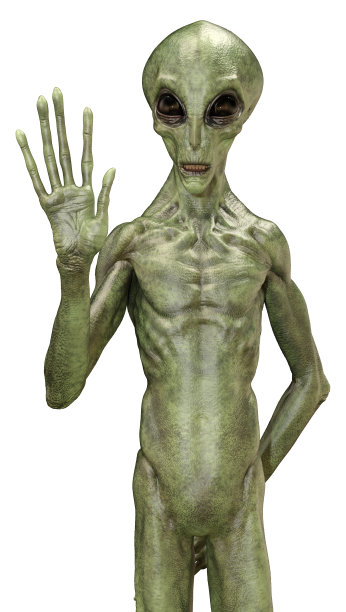 三维渲染绿色外星人在白色图片下载
