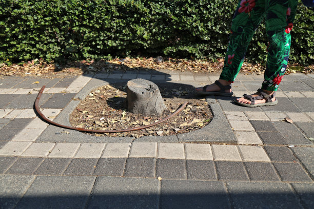 以色列海法的人行道绊倒危险图片下载