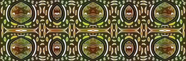 非洲图案，平面设计，几何形状，橙色和蓝绿色，高清图像(高清格式)，插图图片下载