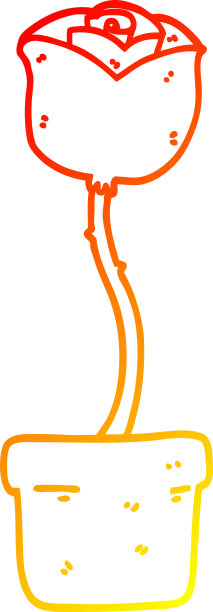 温暖的梯度线绘制的卡通花图片下载