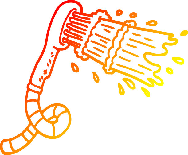 温暖的梯度线绘制的卡通淋浴头图片下载