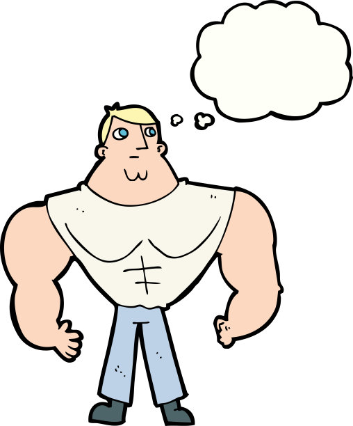 卡通健美运动员与思想泡沫图片下载
