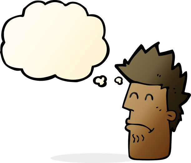 卡通男人感到不适并伴有想法泡泡图片下载