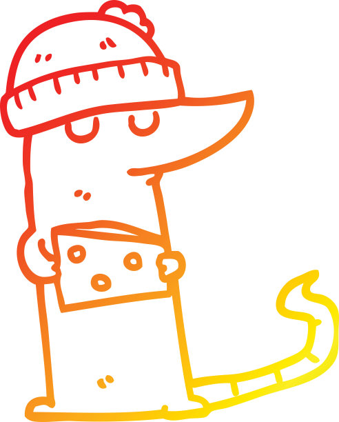 温暖的梯度线绘制的卡通老鼠贼与奶酪图片下载