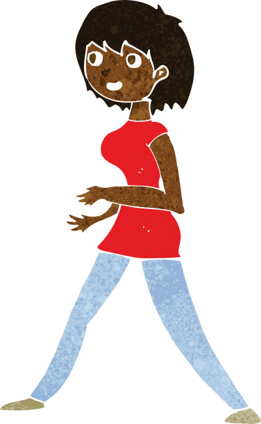 行走的卡通女人图片下载