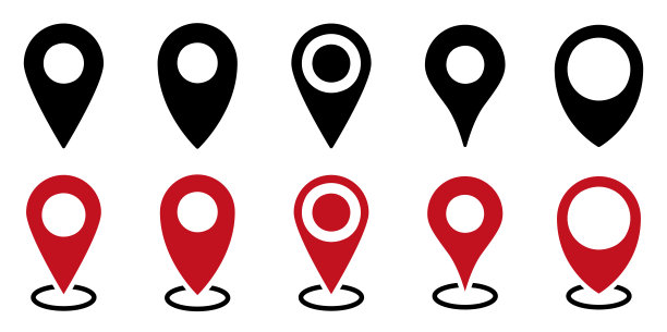 设置位置地图图标。GPS位置符号收集。矢量图图片下载