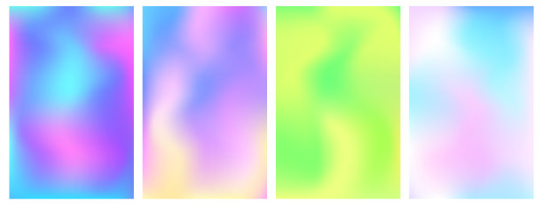 Y2K全息梯度集。充满活力的粉彩网格渐变背景。柔软模糊的粉红色，蓝色和薄荷纹理的社交媒体模板和其他图形设计。图片下载