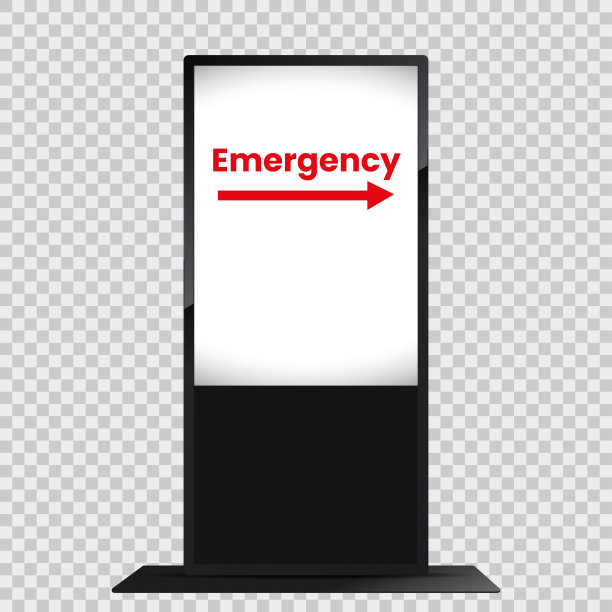 液晶显示屏模拟透明背景，与紧急文字在屏幕上，数码亭LED显示屏ViewSonic，行业标准的PC，电子海报与空白屏幕图片下载