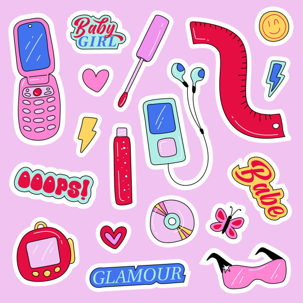 一套千年虫风格的贴纸图片下载