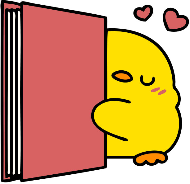 一只可爱的小鸟抱着一本书的卡通图片下载