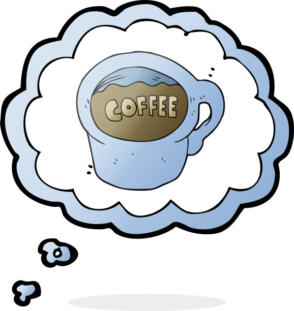手绘思想泡泡卡通咖啡杯图片下载