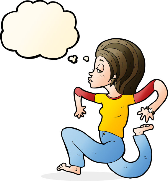 带着思想泡泡奔跑的卡通女人图片下载