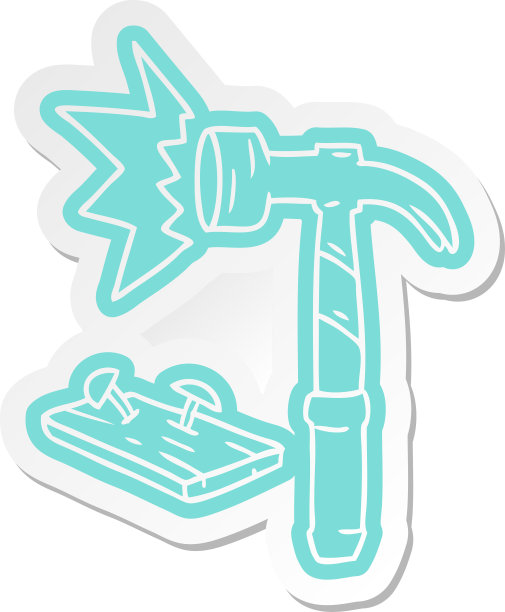 锤子和钉子的卡通贴纸图片下载