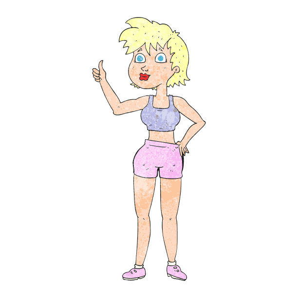 快乐的健身房女士竖起大拇指的符号图片下载