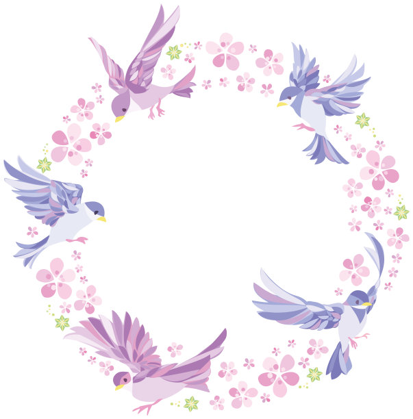 春天樱花鸟语框图片下载