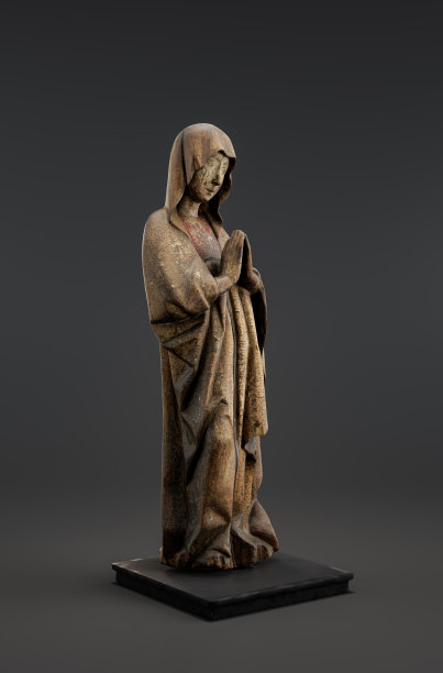 一种哥特式雕塑，描绘一个与之相反的人物。我们的悲伤女神。从侧面看，3d渲染图片下载