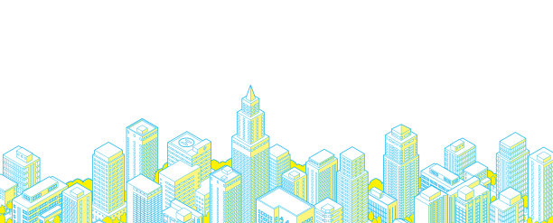 全景的城市矢量插图。城市景观。图片下载