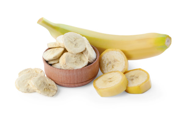 白色背景上的甜美升华和新鲜香蕉图片下载