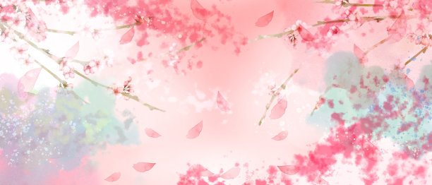 抽象水彩粉红色背景与樱花图片下载